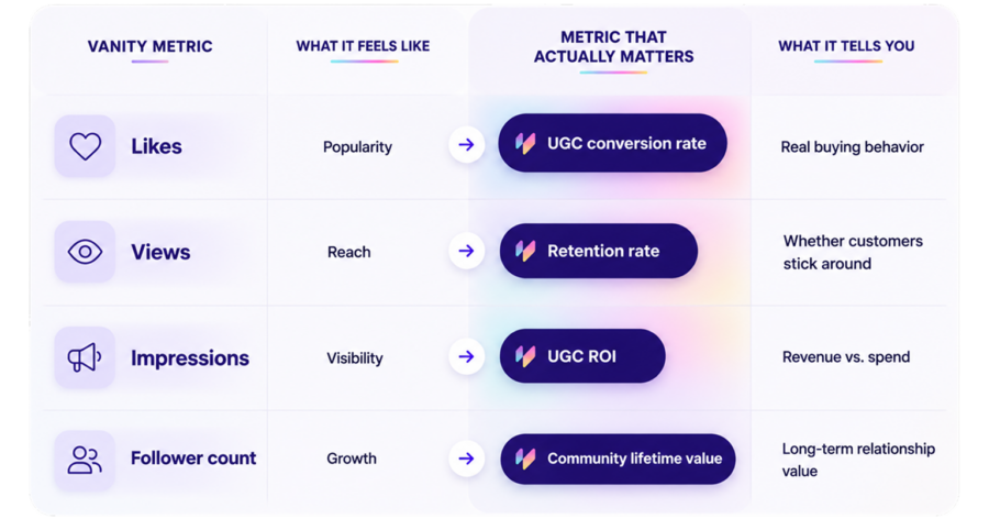 Table with description of UGC performance metrics